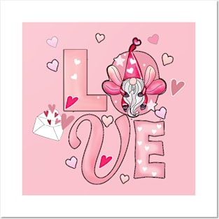 Cute Valentines Love Gnome Posters and Art